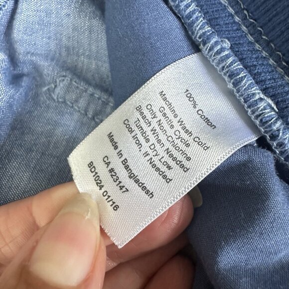 Talbots Pants Womens 14W Cotton Chambray Drawstring Elastic Waist Pull On Casual - Picture 9 of 12